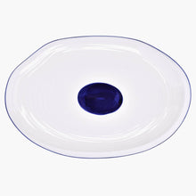 Load image into Gallery viewer, 12-Inch White Serving Plate with Decorative Blue Dot: Single Plate
