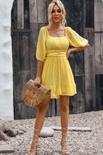 Load image into Gallery viewer, Tie-Back Ruffled Hem Square Neck Mini Dress
