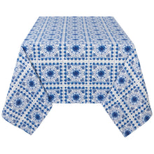 Load image into Gallery viewer, Tile Inspired Blue and White Tablecloth
