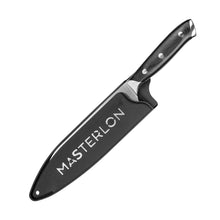 Load image into Gallery viewer, SANTOKU KNIFE STAINLESS STEEL BLADE TRIPLE RIVET COLLECTION, 7&quot;, BLACK HANDLE &amp; COVER
