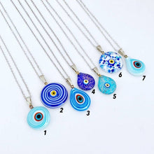 Load image into Gallery viewer, Blue Evil Eye Necklace, Handmade Murano Glass Bead, Murano Evil Eye Pendant: 5
