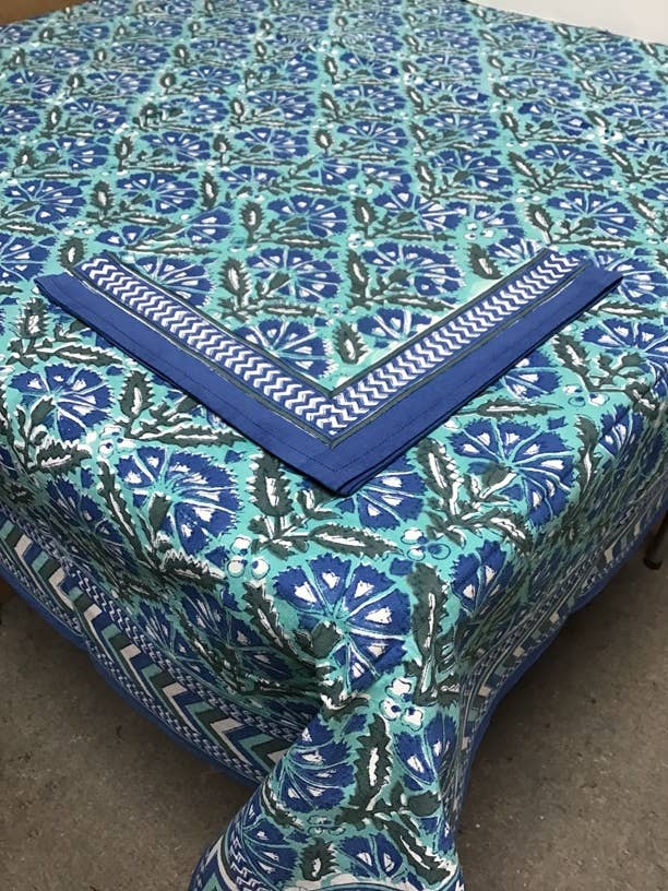 Tablecloth 60X90 Chrysanthemum Blue/Green 2071A