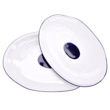 Load image into Gallery viewer, 12-Inch White Serving Plate with Decorative Blue Dot: Single Plate
