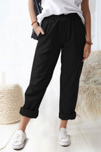 Load image into Gallery viewer, Black Paperbag Waist Pull-On Pants with Pockets
