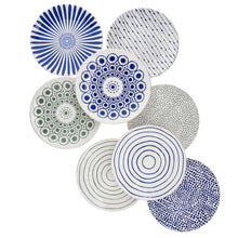 Load image into Gallery viewer, 8-Inch Blue Circle Stoneware Plate
