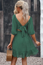 Load image into Gallery viewer, Tie-Back Ruffled Hem Square Neck Mini Dress
