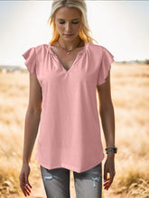 Load image into Gallery viewer, Ruffled Notched Cap Sleeve Tank
