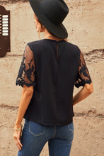 Load image into Gallery viewer, Black Half Sleeve Round Neck Blouse
