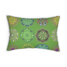 Load image into Gallery viewer, Colorful Arabesque Patterned Lumbar Pillow in Green
