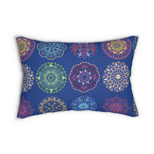 Load image into Gallery viewer, Colorful Arabesque Patterned Lumbar Pillow in Dark Blue
