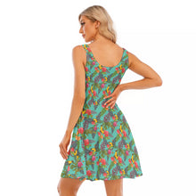 Load image into Gallery viewer, Tropical Flowers and Yellow Birds Women&#39;s Tank Dress
