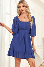 Load image into Gallery viewer, Tie-Back Ruffled Hem Square Neck Mini Dress
