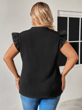 Load image into Gallery viewer, Plus Size Notched Neck Butterfly Sleeve Blouse
