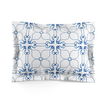 Load image into Gallery viewer, Blue and White Cross and Flower Microfiber Pillow Sham
