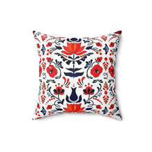 Load image into Gallery viewer, Floral Square Pillow in White
