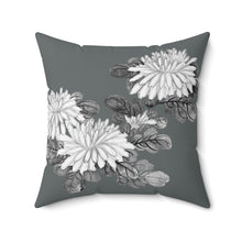 Load image into Gallery viewer, Gray Floral Spun Polyester Square Pillow
