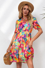 Load image into Gallery viewer, Floral Notched Neck Short Sleeve Dress
