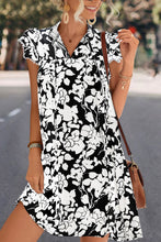 Load image into Gallery viewer, Floral Tie Neck Butterfly Sleeve Dress
