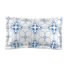 Load image into Gallery viewer, Blue and White Cross and Flower Microfiber Pillow Sham
