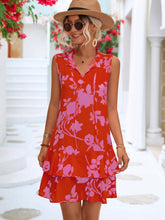 Load image into Gallery viewer, Floral Tie Neck Sleeveless Layered Dress
