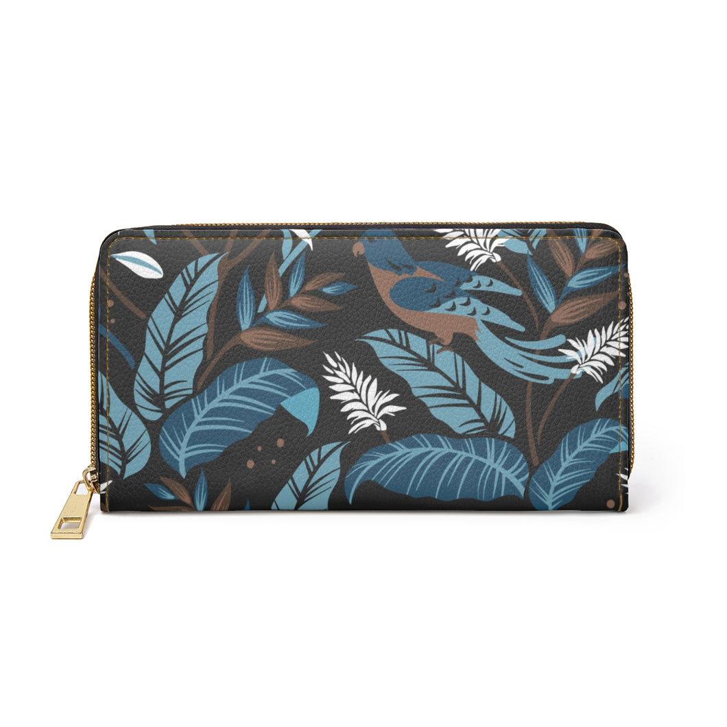 Feathers and Leaves Zipper Wallet