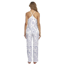 Load image into Gallery viewer, Blue Paisley on White Women&#39;s Cami Pajamas Sets
