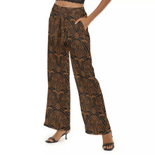 Load image into Gallery viewer, Ancient Greek Floral Pattern Print Women&#39;s Casual Straight-leg Pants in Black
