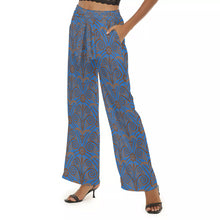 Load image into Gallery viewer, Ancient Greek Floral Pattern Women&#39;s Casual Straight-leg Pants in Blue
