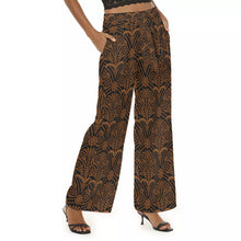 Load image into Gallery viewer, Ancient Greek Floral Pattern Print Women&#39;s Casual Straight-leg Pants in Black
