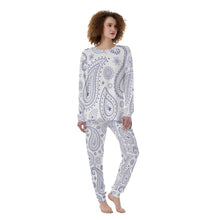 Load image into Gallery viewer, Blue Paisley on White Women&#39;s Pajamas
