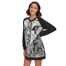 Load image into Gallery viewer, Archangel Slaying the Dragon Vintage Print Round Neck Sweater
