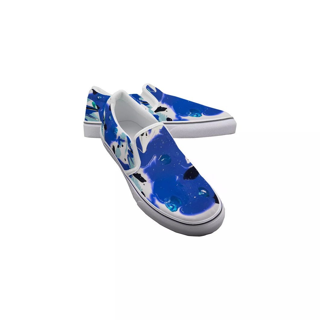 Daniel's Blue Bull Painting Men's Slip On Sneakers