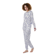 Load image into Gallery viewer, Blue Paisley on White Women&#39;s Pajamas
