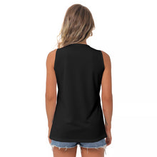 Load image into Gallery viewer, Black and White Hibiscus Women&#39;s Sleeveless V-Neck Top
