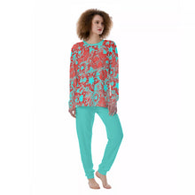 Load image into Gallery viewer, Daniel&#39;s Tropical Flowers in Red and Teal Women&#39;s Pajamas
