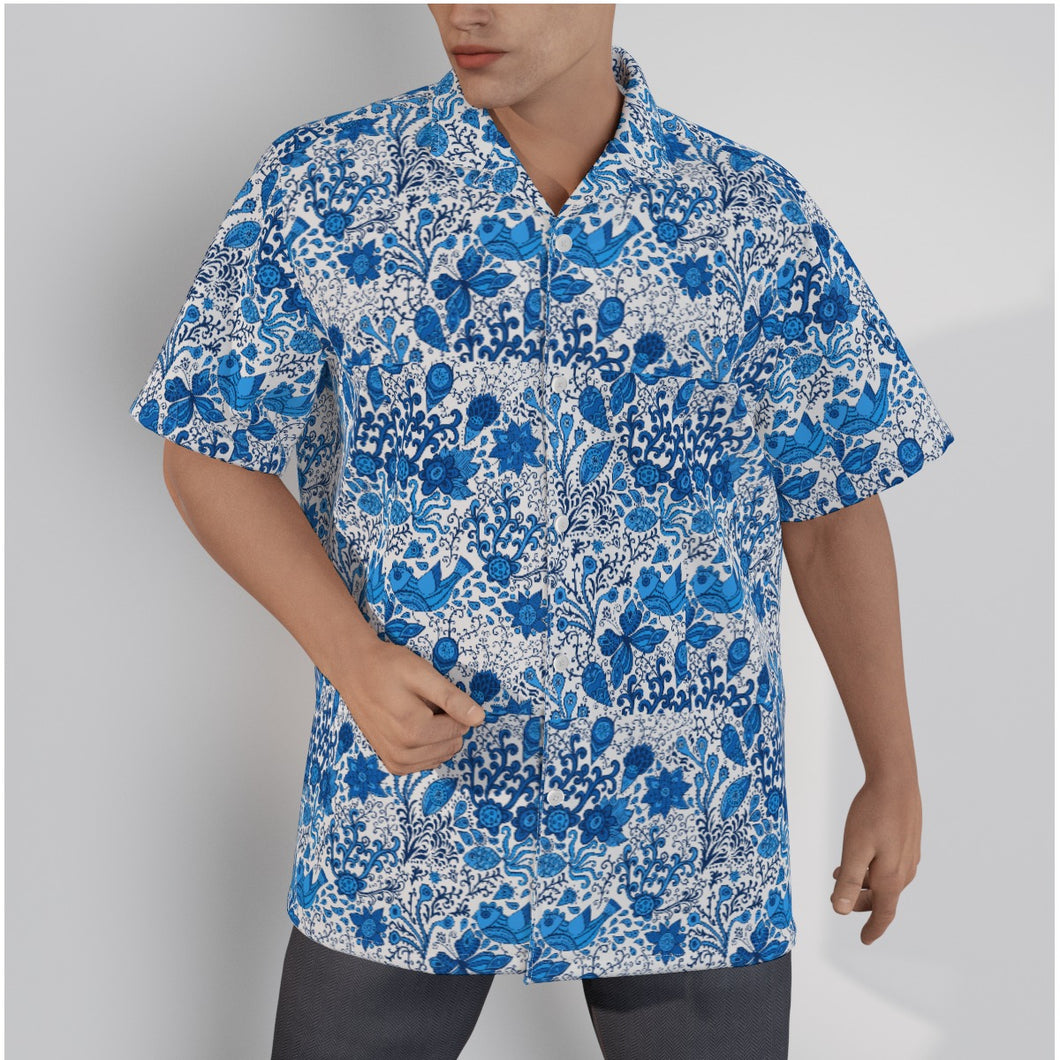 Men's Hawaiian Shirt With Button Closure -Cotton poplin