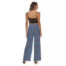 Load image into Gallery viewer, Ancient Greek Floral Pattern Women&#39;s Casual Straight-leg Pants in Blue
