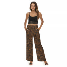 Load image into Gallery viewer, Ancient Greek Floral Pattern Print Women&#39;s Casual Straight-leg Pants in Black
