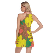 Load image into Gallery viewer, Tropical Leaves Necklace Dress in Brown
