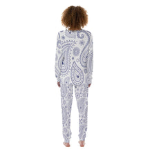 Load image into Gallery viewer, Blue Paisley on White Women&#39;s Pajamas
