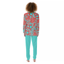 Load image into Gallery viewer, Daniel&#39;s Tropical Flowers in Red and Teal Women&#39;s Pajamas
