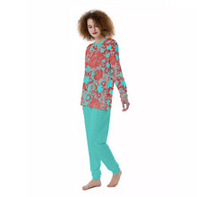 Load image into Gallery viewer, Daniel&#39;s Tropical Flowers in Red and Teal Women&#39;s Pajamas
