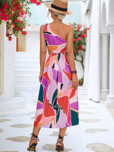 Load image into Gallery viewer, Printed Cutout One-Shoulder Sleeveless Dress
