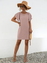 Load image into Gallery viewer, Round Neck Flutter Sleeve Mini Dress
