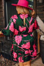 Load image into Gallery viewer, Plus Size Printed Lantern Sleeve Ruffle Hem Dress
