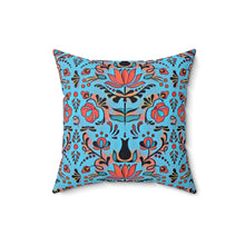 Load image into Gallery viewer, Floral Square Pillow in Blue
