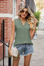 Load image into Gallery viewer, Eyelet Lace Trim Eyelash V-Neck Tank
