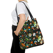 Load image into Gallery viewer, French Flower&#39;s In Black Tote Bag
