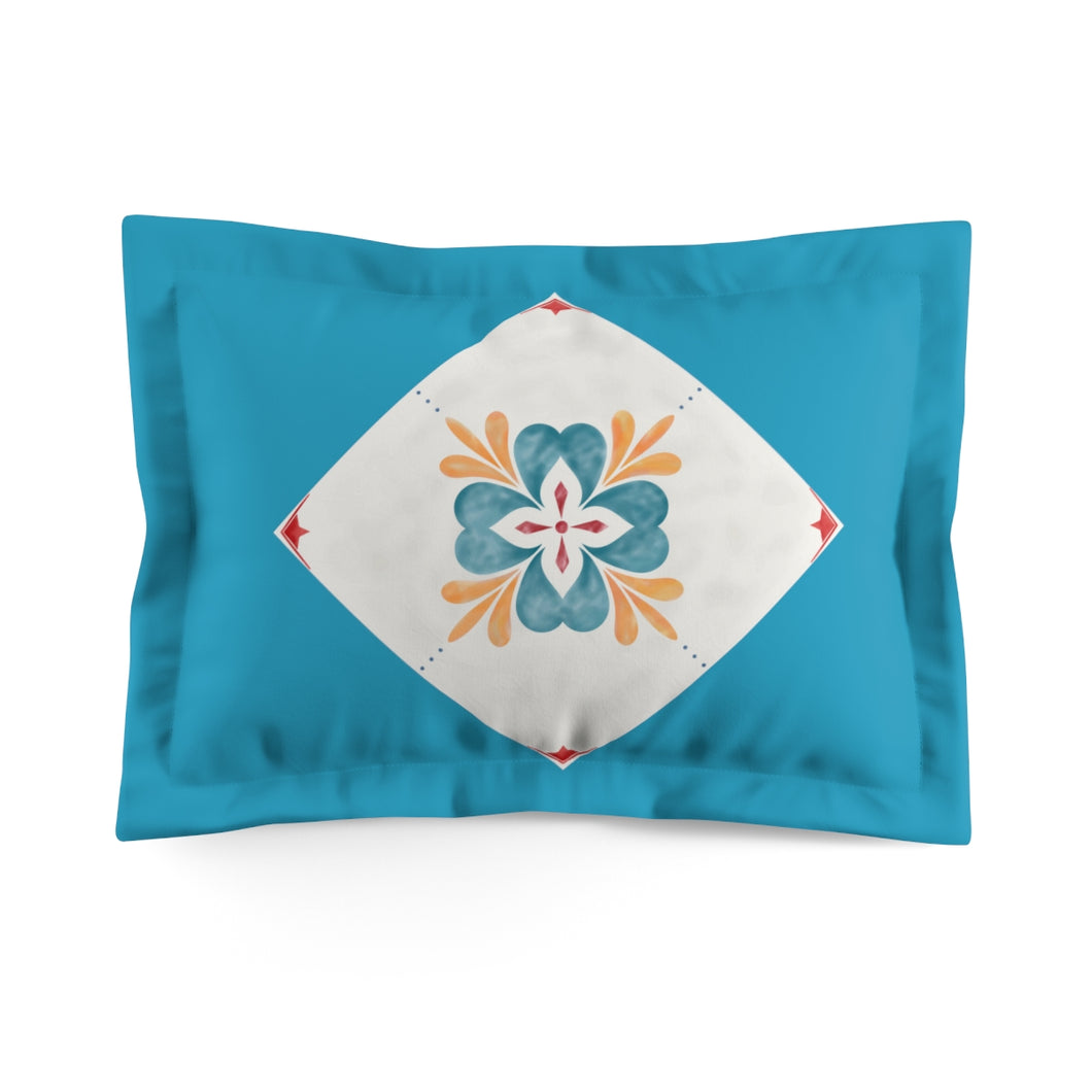 Flower in Blue Microfiber Pillow Sham