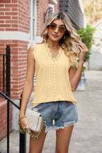 Load image into Gallery viewer, Eyelet Lace Trim Eyelash V-Neck Tank
